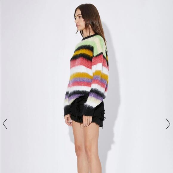 RTA stripped sweater wool alpaca black red green size M S1 - Picture 2 of 7